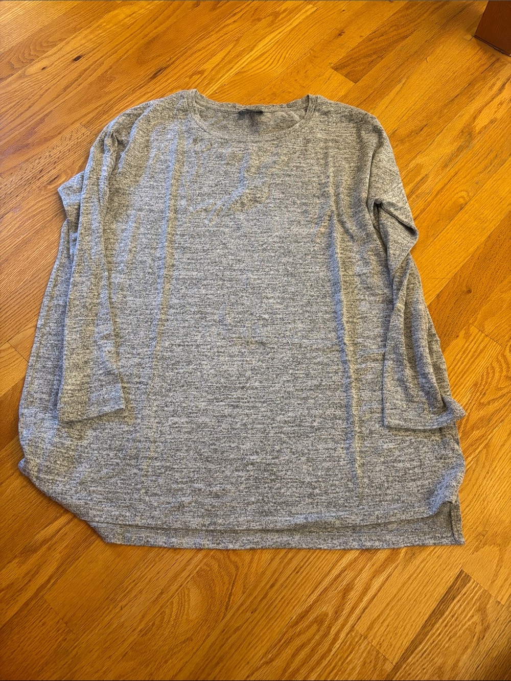 Market & Spruce Arcola Long Sleeve Knit Top Gray Crew Neck Size L